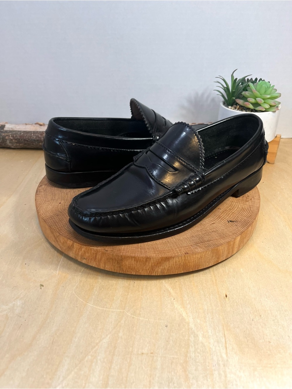 Allen Edmonds Black Leather Penny Loafer Shoes Size 11.5 / 12 (See Measurements)